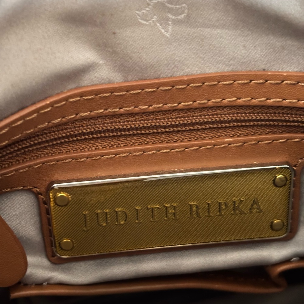 Vtg Judith Ripka Canvas Monogram Dime Satchel Brown 10 X 7 X 4 - Picture 8 of 11